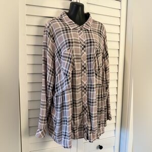 Torrid Pink and Black Plaid Button-Up Shirt